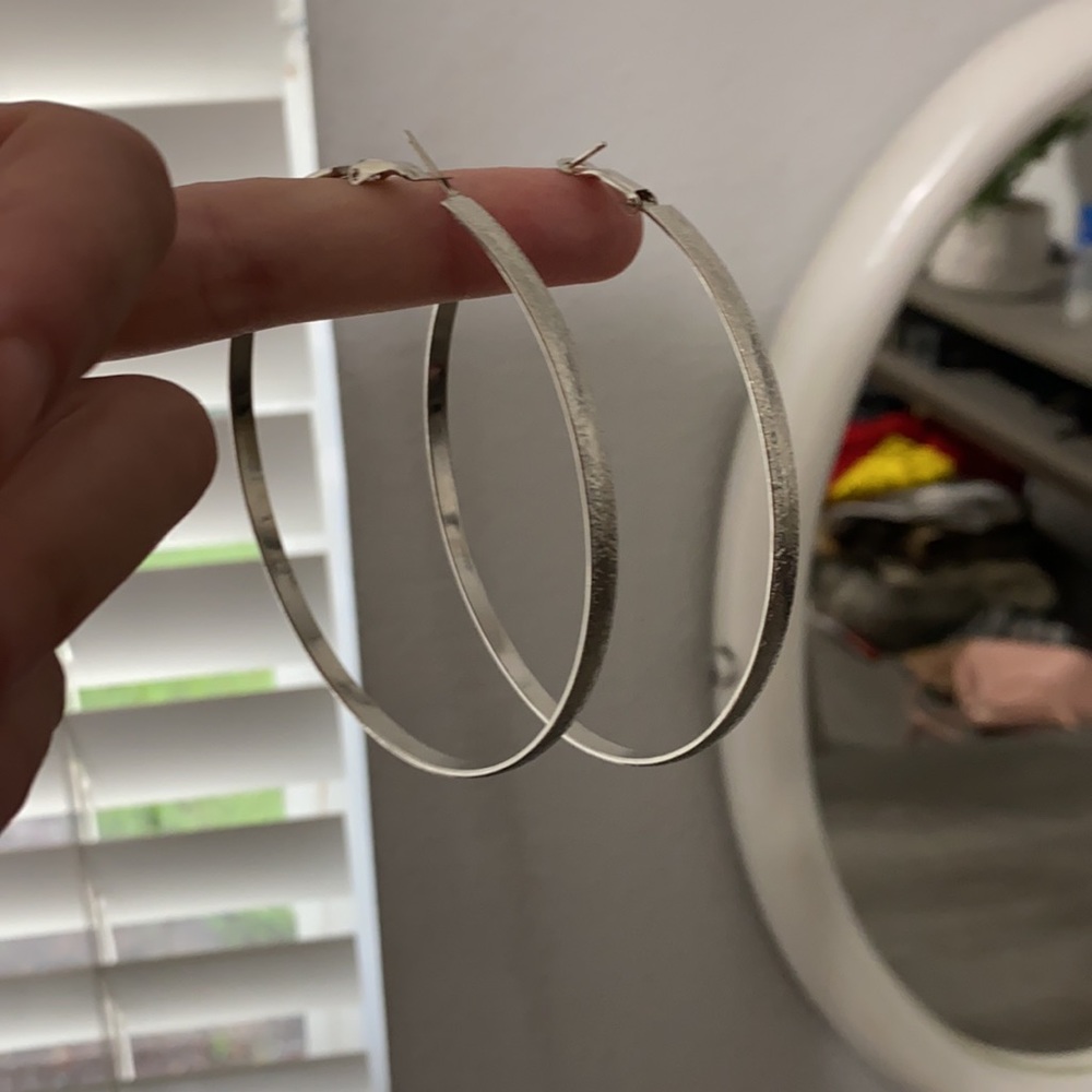 NWOT Large Silver Hoop Earrings